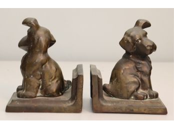 Vintage Bronze Puppy Dog Bookends