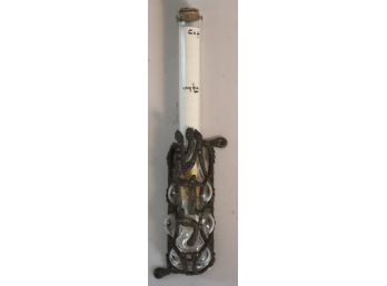 Filigree Mezuzah With Scroll Sealed In Glass Tube