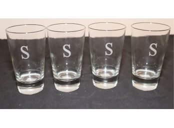Set Of 4 Monogramed S Libbey 15.5oz Drinking Glasses