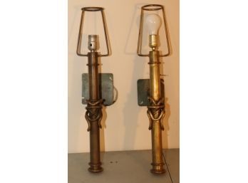 Vintage Pair  Brass Wall Sconce Lights