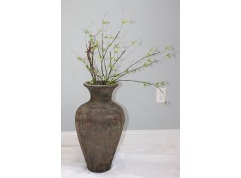 Stoneware Floor Vase With Floral Arrangement