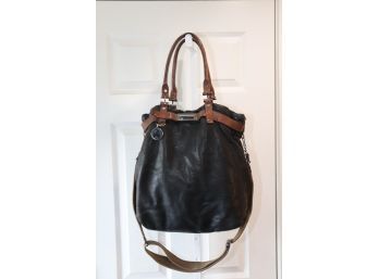 Lanvin Black Brown Leather Tote Bag Purse Shoulder Hand Bag