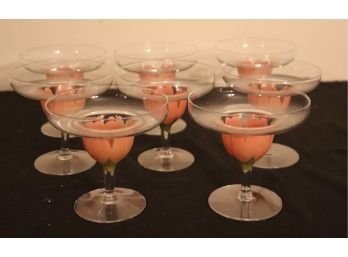 Set Of 8 Hand Painted Floral Champagne Sherbert Glasses