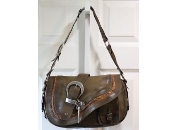 CHRISTIAN DIOR Brown Leather Gaucho Saddle Bag Handbag
