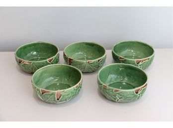 Set Of 5 Green Cabbage Bowls By BORDALLO PINHEIRO