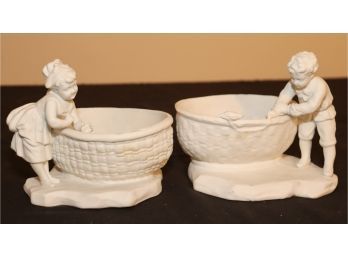 Vintage Pair Of White Porcelain Figurines