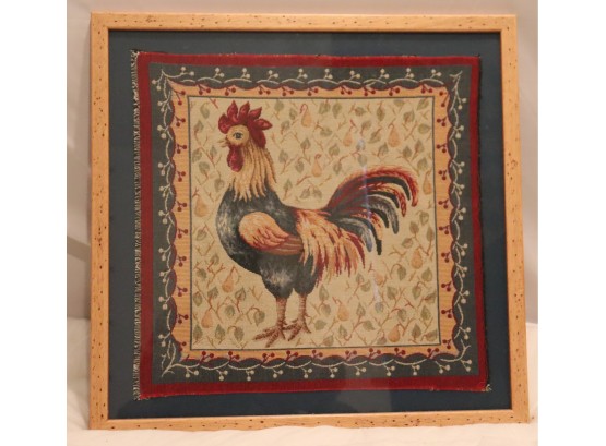 Vintage Framed Rooster Needlepoint