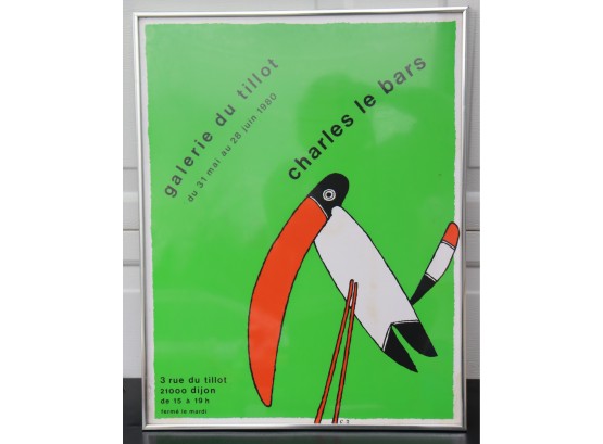 Vintage 1980 Framed Galerie Du Tillot Charles Le Bars Poster