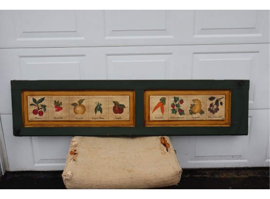 Vintage Country Chic Painted Solid Wood Cabinet Door Fruits Vegetables Kitchen Decor