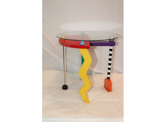 Cute Colorful Glass Top Table Signed THOR '91