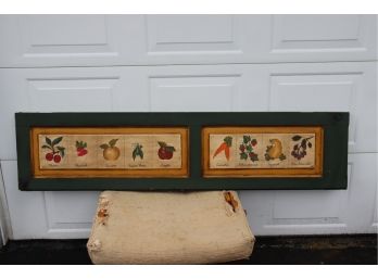 Vintage Country Chic Painted Solid Wood Cabinet Door Fruits Vegetables Kitchen Decor