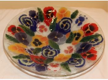 Floral Glass Plate Platter