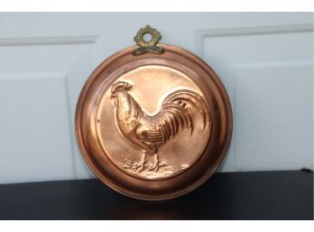 Vintage Copper Rooster Mold Tin Lined Wall Decoration