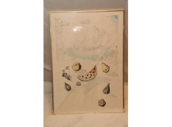 Vintage Framed Salvador Dali - 'Ship And Fruits'
