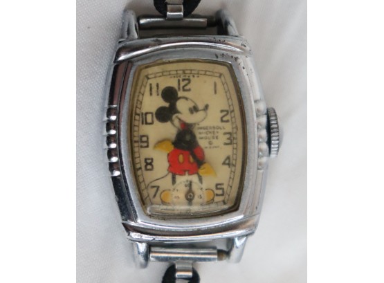 Vintage 1930's Ingersoll Mickey Mouse Character Mechanic Wrist Watch