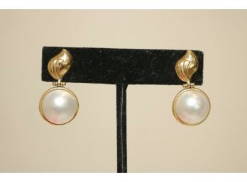 Vintage 14k Yellow Gold And Pearl Earrings