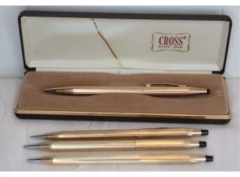 Lot Of CROSS Gold Filled Ballpoint Pens And Mechanical Pencils