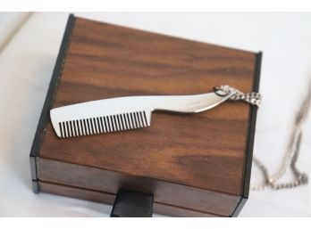 Vintage Harvey Avedon Sterling Silver Mustache Comb With Box