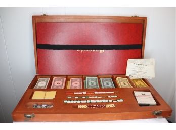 1961 Vintage Collector's Wood Box Case Monopoly Game Parker Bros. Set