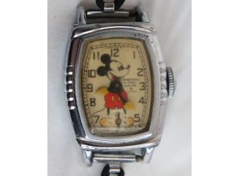 Vintage 1930's Ingersoll Mickey Mouse Character Mechanic Wrist Watch