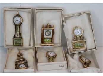 Set Of 6 Vintage Clock Watch Pin Brooches