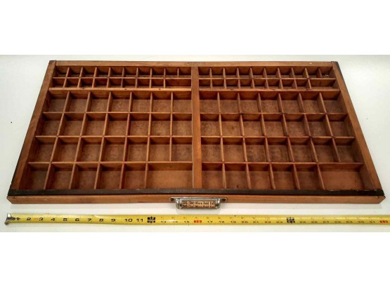 Vintage Wooden Printer Type Tray #1. 32 Wide, Good Condition.
