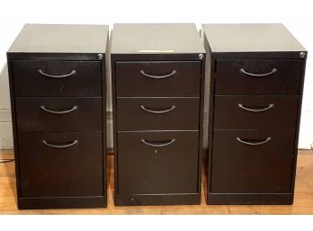 3 Small Black File Cabinets