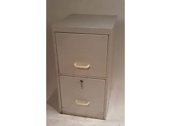 White2DrawerFileCabinet: 2 Drawer Locking File Cabinet With Keys. Good Condition. White.