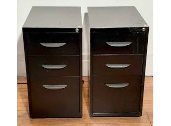 2 Small Black File Cabinets
