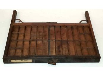 Vintage Wooden Printer Type Tray #2. 22 Wide With Locking Mechanism, Good Condition.