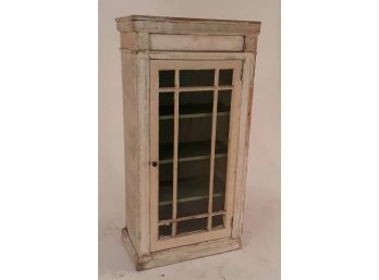 Large Antique Wooden Display Cabinet W/ Glass Door Shabby Chic