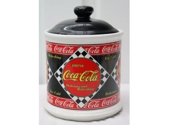 1995 Coca-Cola Covered Ceramic Cookie Jar Canister