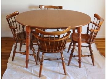 4 Vintage  Ethan Allen Solid Maple & Birch Comb Back Windsor Chairs  And Table