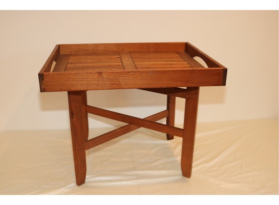 Vintage Mid-Century KT 9 Wood Slat Serving Tray Table
