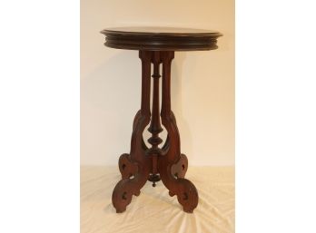 Antique Victorian Walnut Round Plant Stand Tripod Pedestal Table