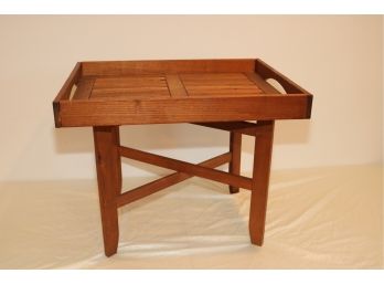 Vintage Mid-Century KT 9 Wood Slat Serving Tray Table
