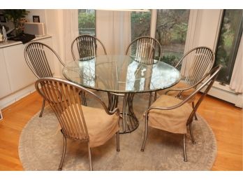 Mid Century Arthur Umanoff  Glass Top Table & 6 Chairs For Shaver Howard