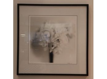 Framed Black & White Floral Artwarr Flowers In Vase Signed Gadge 95