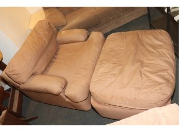 Vintage 1980's Soft Comphy Arm Chair And Ottoman