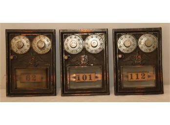 Lot Of 3 Vintage US Post Office Mailbox Brass Door 6.25x5.5 Dual Combo Locks