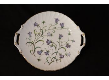 Spode Campanula Fine Bone China Floral Open Handle Cake Plate F-1397-L, England Pre-Owned