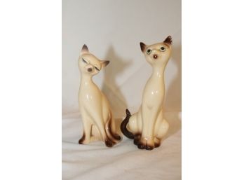 Pair Of Vintage Ceramic Siamese Cats