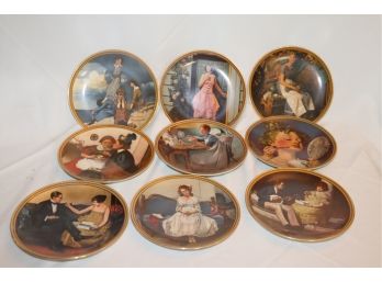 Set Of 9 Norman Rockwell Knowles Collector Plates