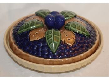 Vintage Ceramic Blueberry Pie Dish Covered