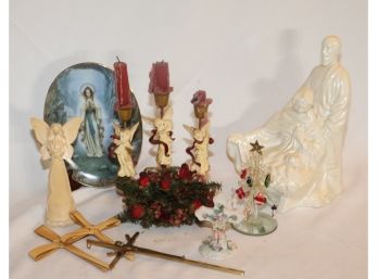 Religous Item Lot! Cross Our Lady Of Lourdes Angels And More