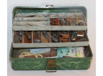 Vintage Plano Marbled #4200 Fishing Tackle Box PACked With Hooks Tackle Weights And More