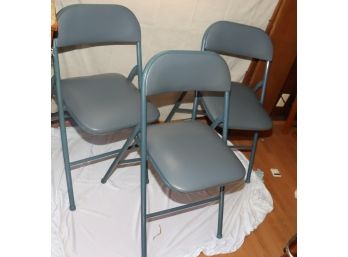 3 Vintage Metal Cushioned Folding Chairs
