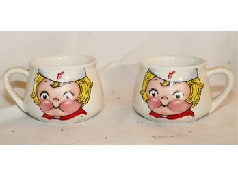 Pair Of Campbell's Soup Company Mug Bowl 1998 Houston Harvest Blonde Cambell's Kid
