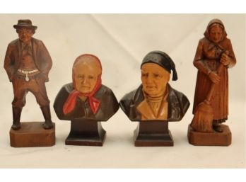 Vintage Carved Wooden Figurines Made In Switzerland