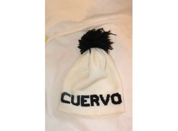 Vintage Cuervo White Hat With Black Pom Pom